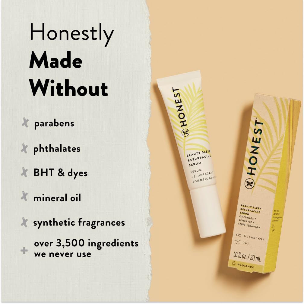 Sérum Resurfacing Honest Beauty Con AHAs e Ácido Hialurónico Vegano Dermatológicamente Probado