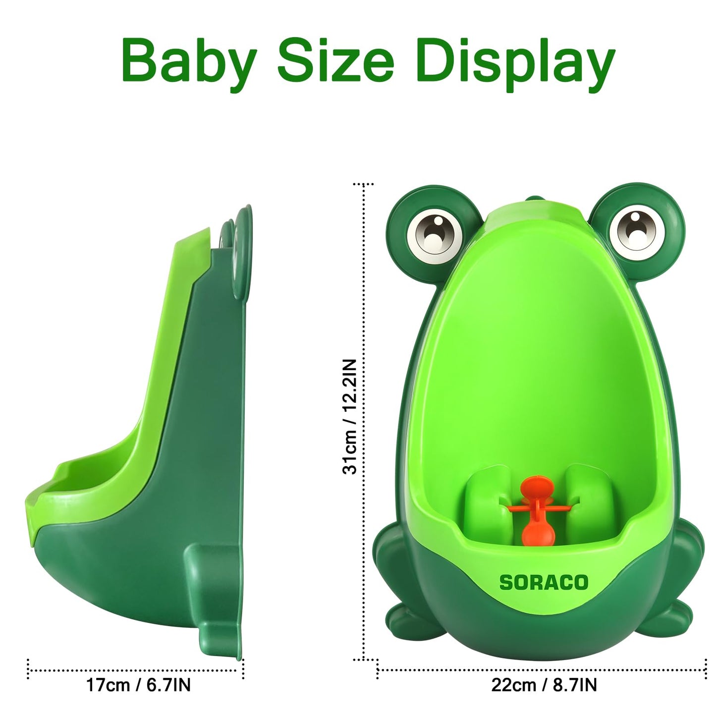 Soraco Frog Potty Training Urinal for Toddler Boys Toilet with Aiming Target-Green