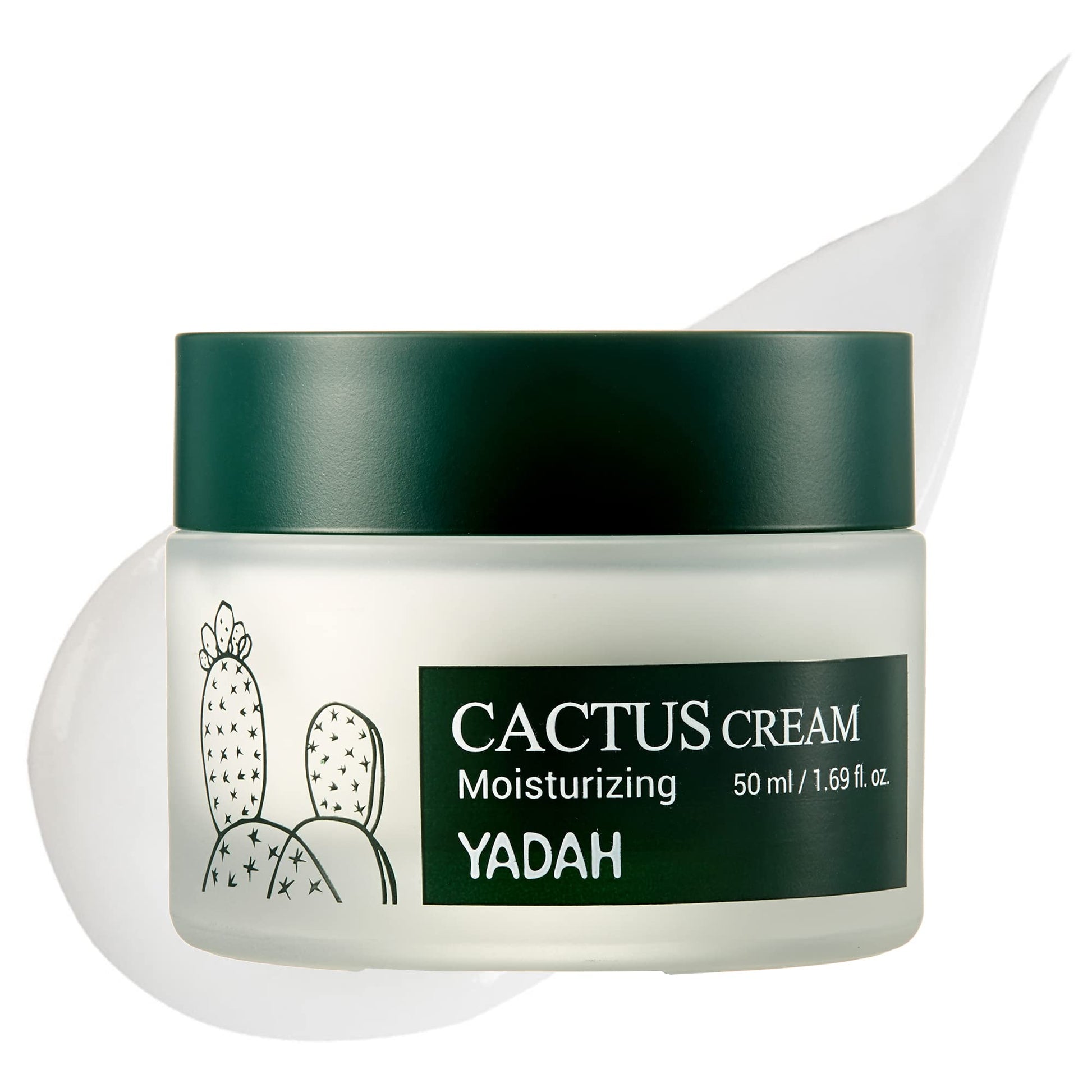 YADAH Crema de cactus 1.69 onzas líquidas – Hidratante facial que forma barrera de humedad para piel seca sensible