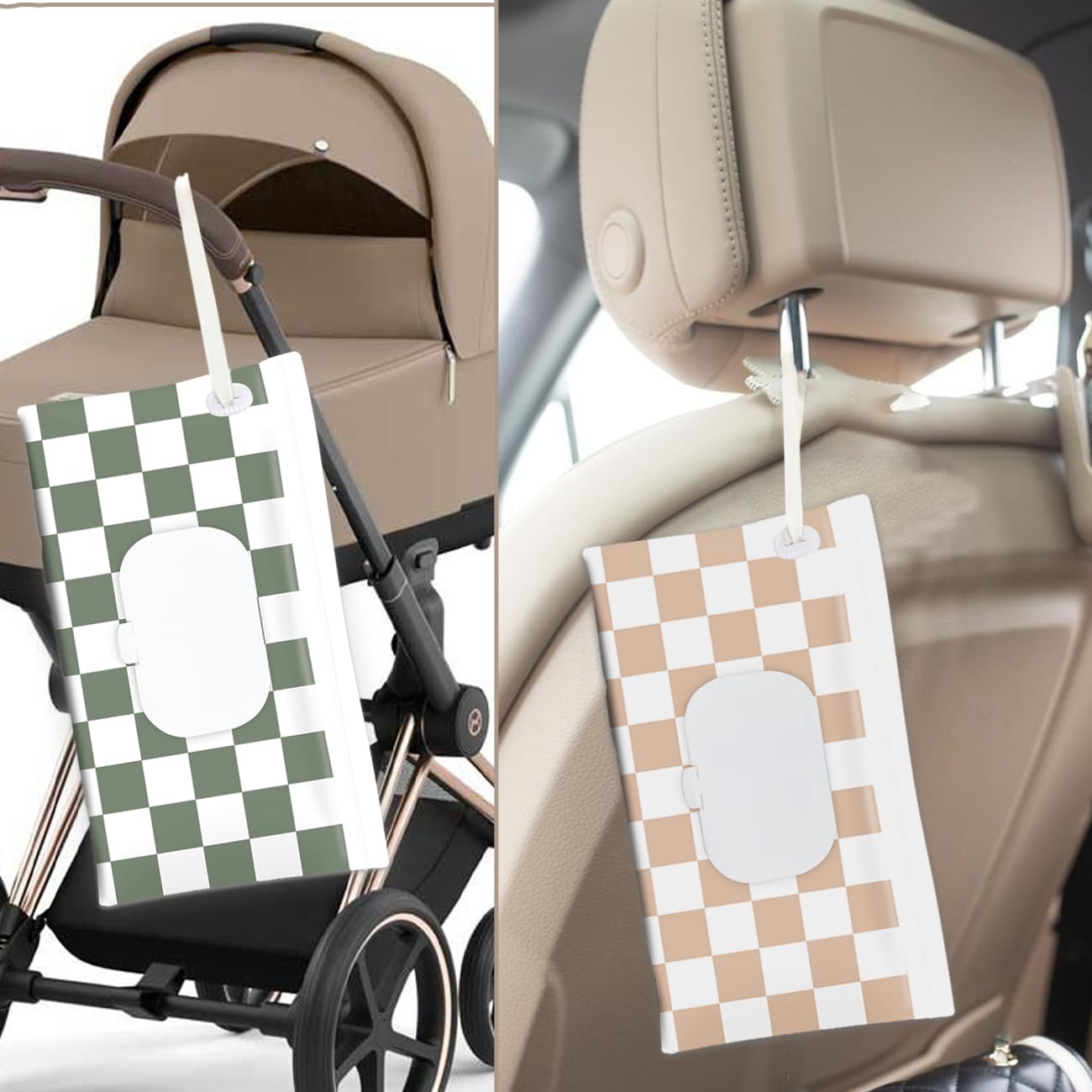 cephira - Soporte para toallitas para bebé, paquete de 3 dispensadores portátiles recargables, impermeable y a prueba de polvo, funda de toallitas de viaje para bebé, contenedor reutilizable para