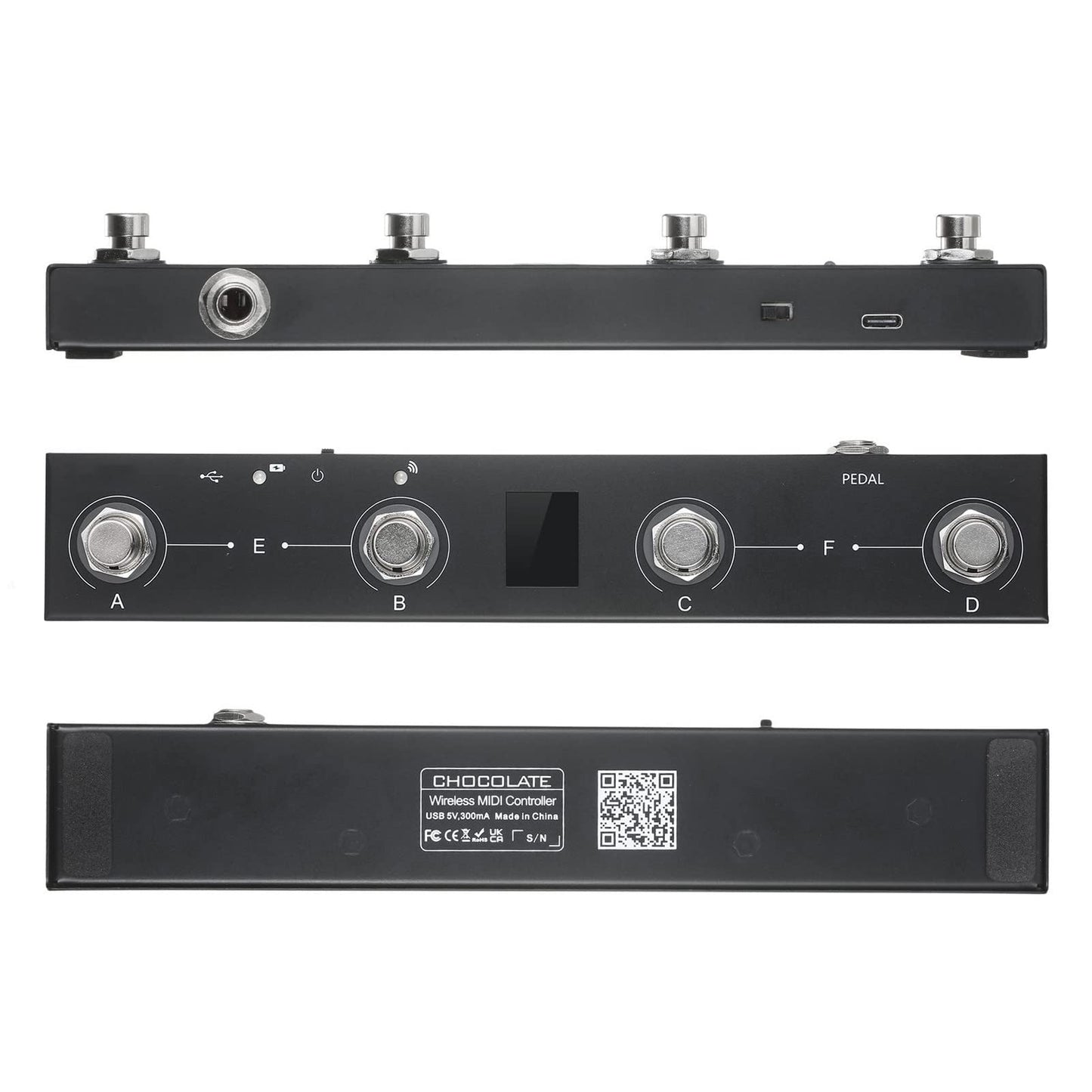 BHCASE midi controller, Controlador MIDI inalámbrico recargable 4 botones Controlador de pie MIDI portátil Control de la aplicación del pedal,midi controller