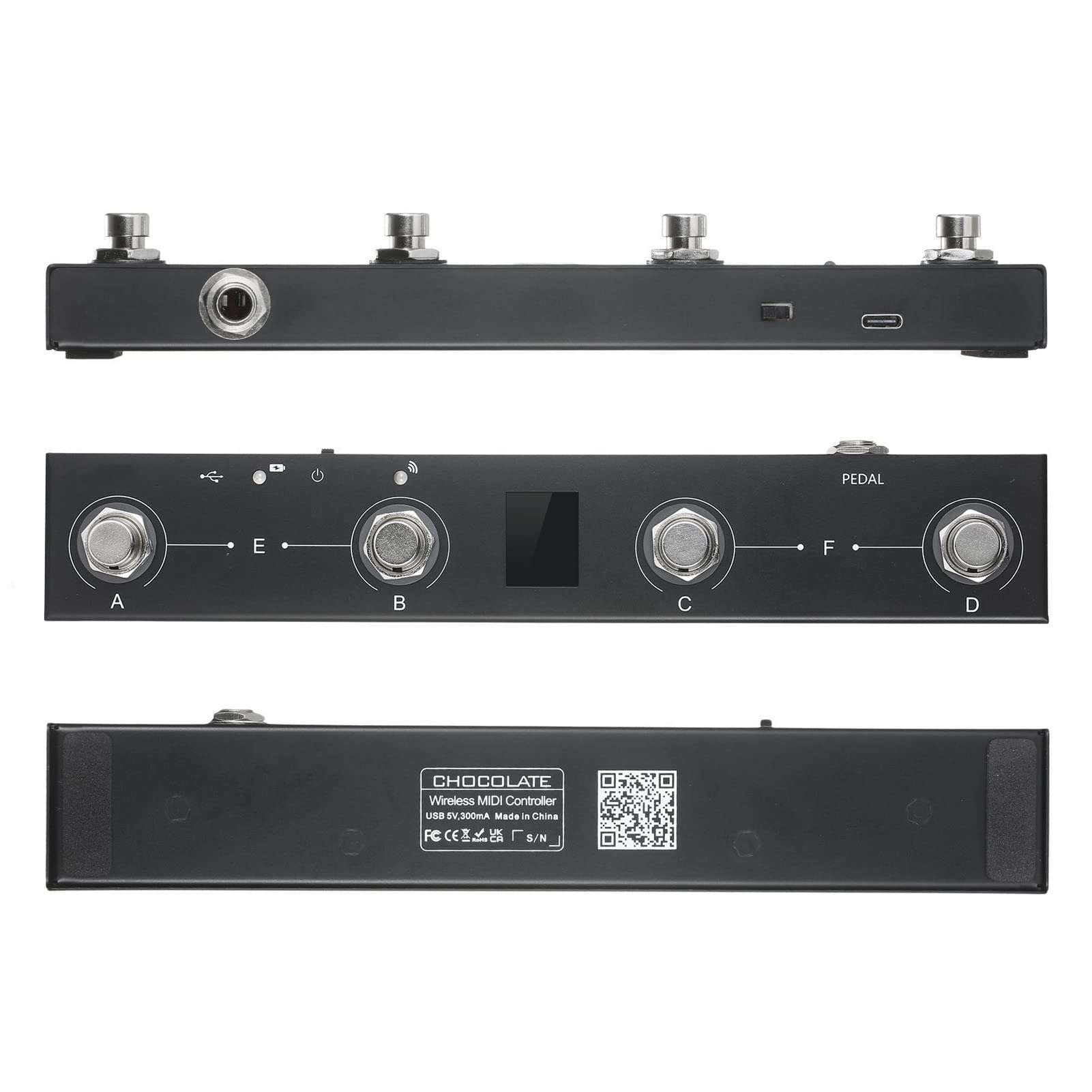 BHCASE midi controller, Controlador MIDI inalámbrico recargable 4 botones Controlador de pie MIDI portátil Control de la aplicación del pedal,midi controller