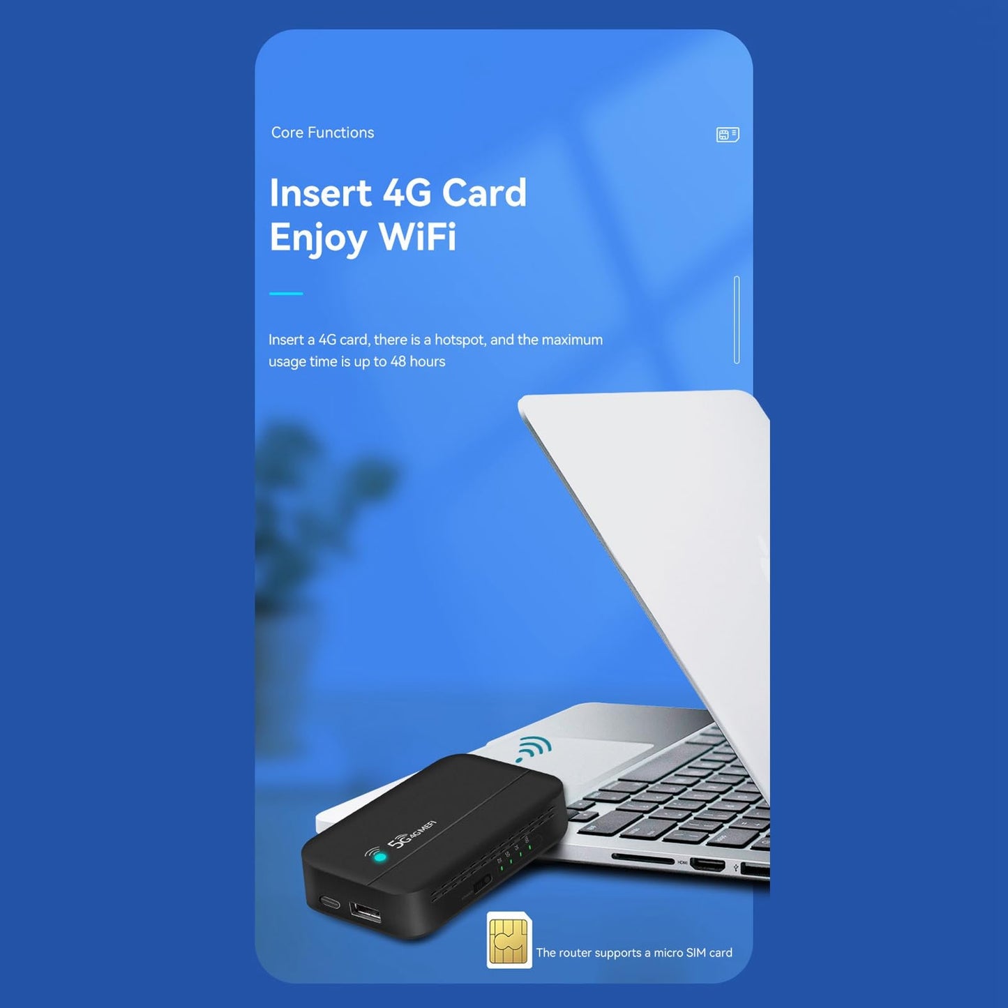 Router WiFi Móvil Zyyini Blanco Hotspot 4G LTE con Ranura SIM para 10 Usuarios