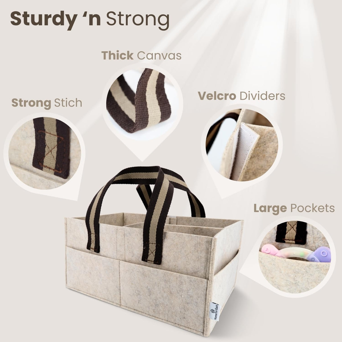 Organizador de pañales para bebé HOME FOR EACH para estación de pañales, artículos esenciales para recién nacidos, cesta de almacenamiento de guardería, regalos de baby shower y artículos