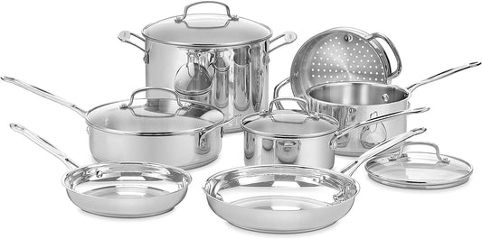 Cuisinart - Juego de utensilios de cocina de 11 piezas, colección clásica de acero inoxidable del chef 77-11G