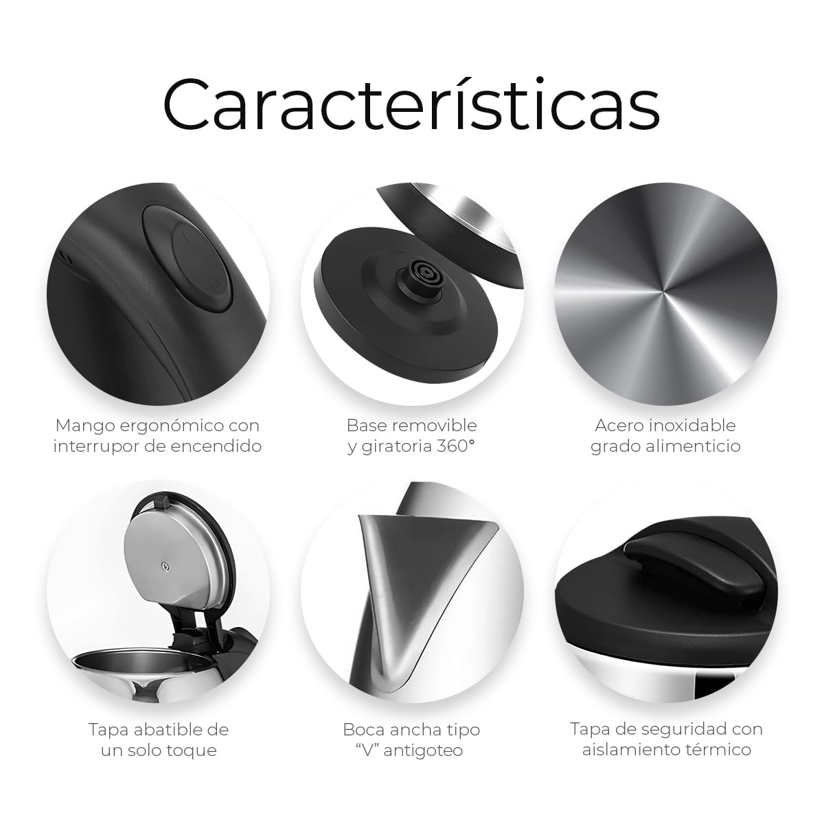 Tetera Eléctrica RagaBasics Acero Inoxidable Apagado Automático 900W 1.8 Litros