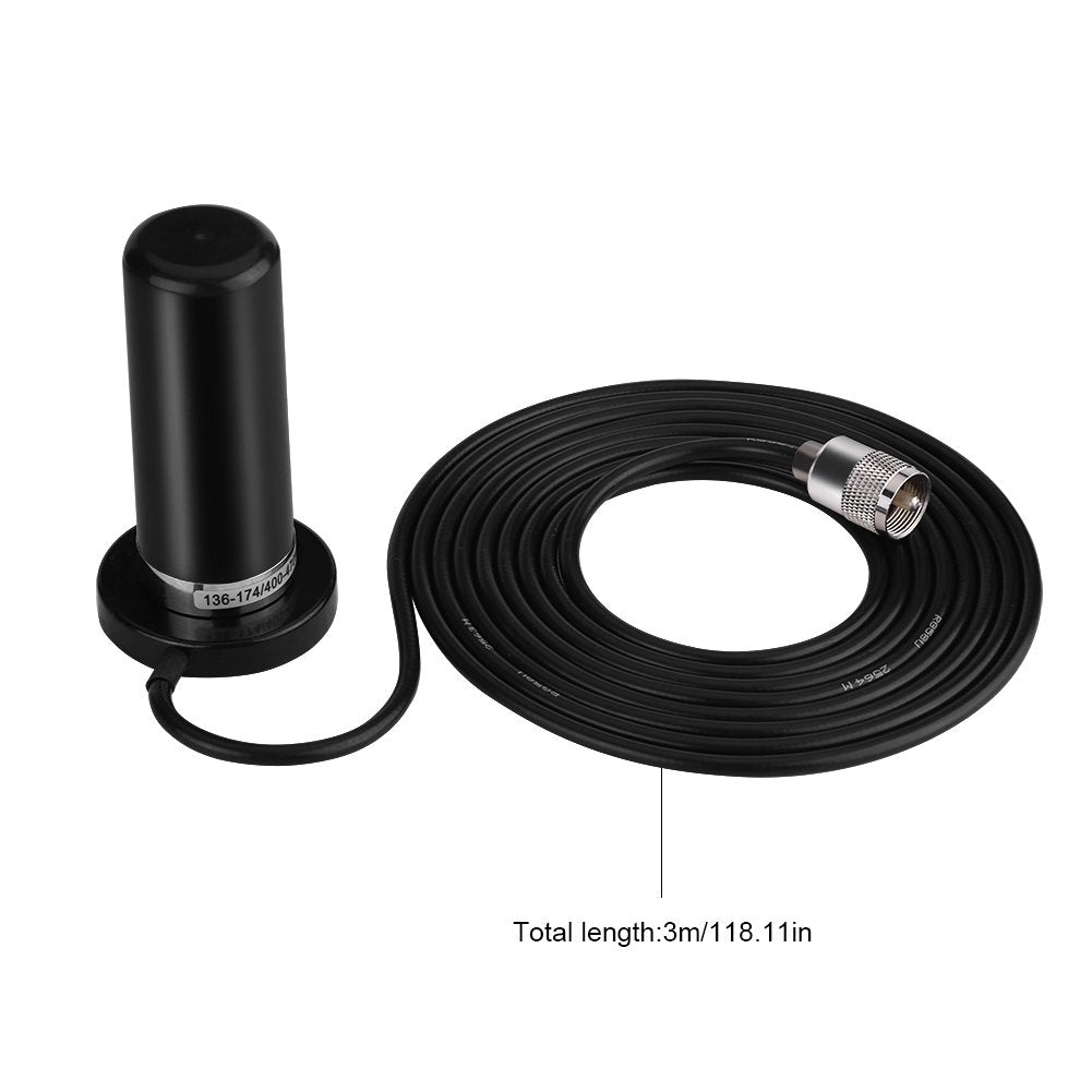 Antena de Radio Móvil Yoidesu Banda Dual VHF/UHF Alta Ganancia con Cable Base de Montaje Magnético para Vehículo