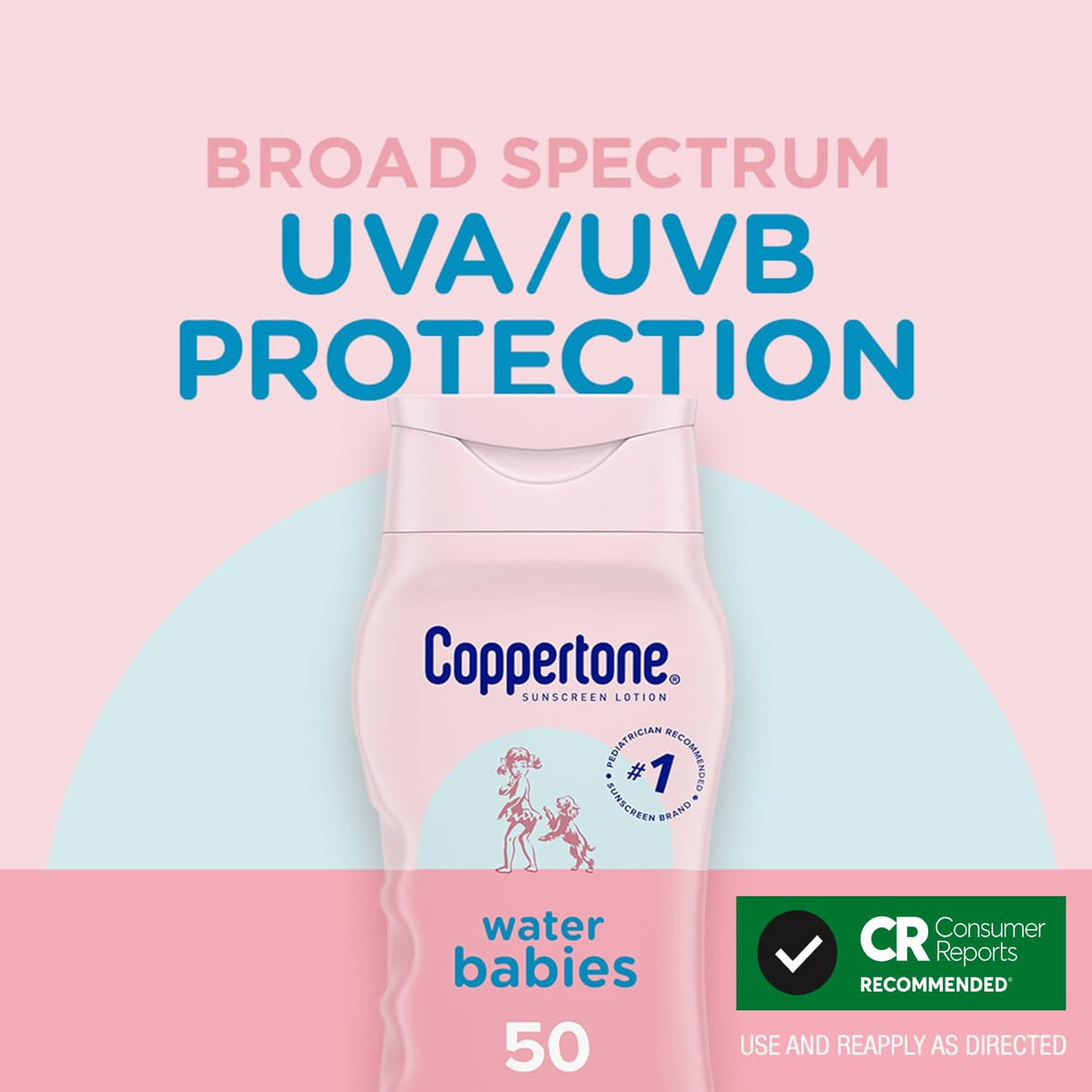 Coppertone WaterBabies Sunscreen Lotion Broad Spectrum SPF 50 (8 Fluid Ounce) (Packaging may vary)
