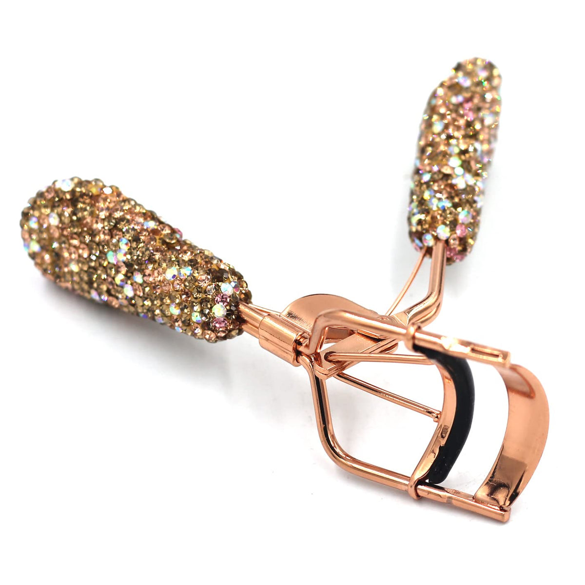 Bestbling Bling Maquillaje Rizador de Pestañas Con Almohadillas de Presión de Silicona de Recarga y Muelle Cargado para No Pellizcar O Tirar (Oro)