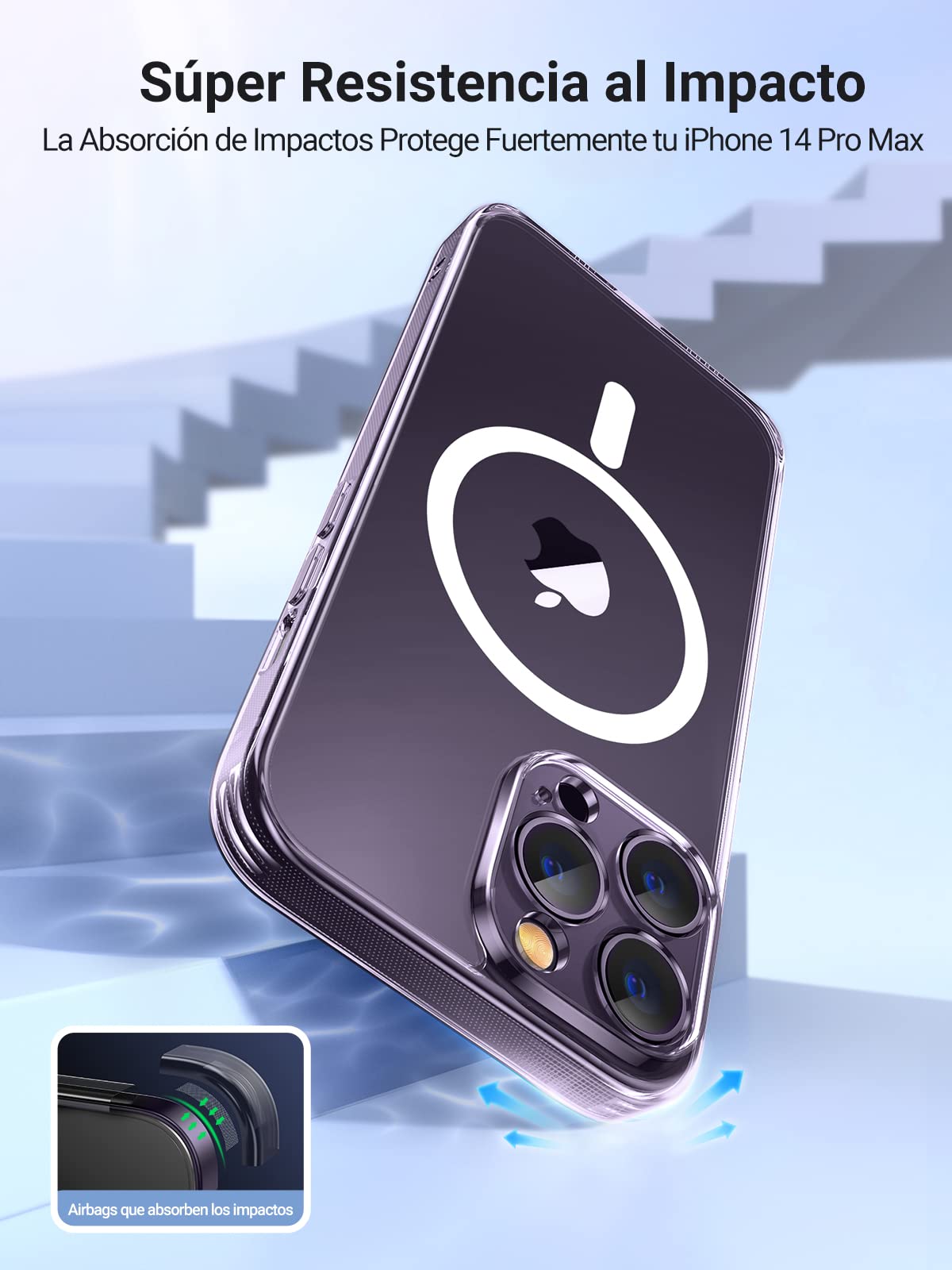 Funda para iPhone 14 Pro MAX UGREEN Transparente con Bolsa de Aire Magnética Ultra Delgado Anti-Caída de Carga Inalámbrica