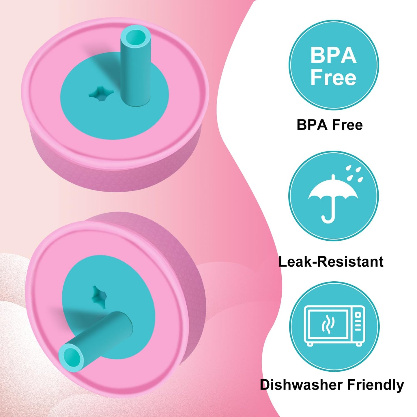PHULWEL Paquete de 2 tapas de repuesto para vaso Owala Kids con aislamiento de 12 oz y 15 oz, tapa resistente a derrames con 4 popotes flexibles, sin BPA, apta para lavavajillas, accesorios para
