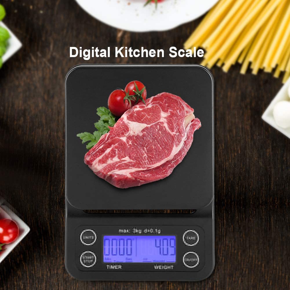 Báscula Digital de Cocina, Balanza de Alimentos Multifunción Alta Precisión Peso de Joyería para Cocinar Droga Café