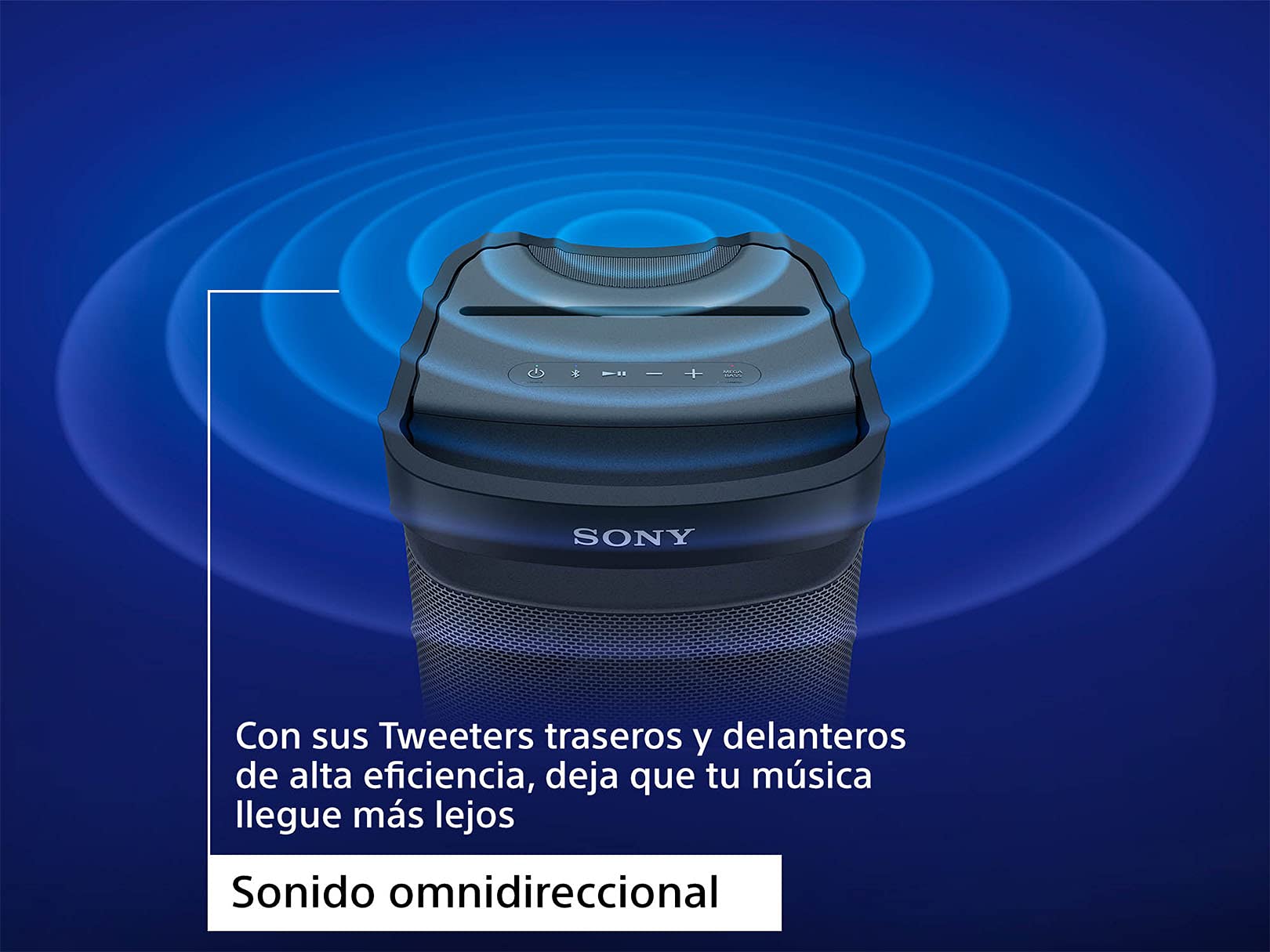 Sony SRS-XP700 - Bocina Bluetooth con Sonido omnidireccional para Fiestas, iluminación y batería de 25 h (IPX4, Mega Bass, función de Carga rápida, Party Conect) Negro