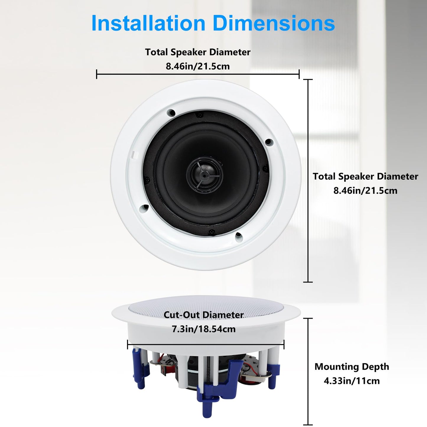 Herdio Altavoces de Techo de 5.25 Pulgadas, 600 W, Montaje Empotrado de 2 vías, Altavoz de Pared para Cine en casa, Interior, baño, Oficina, porches Cubiertos (2 Pares, Blanco)