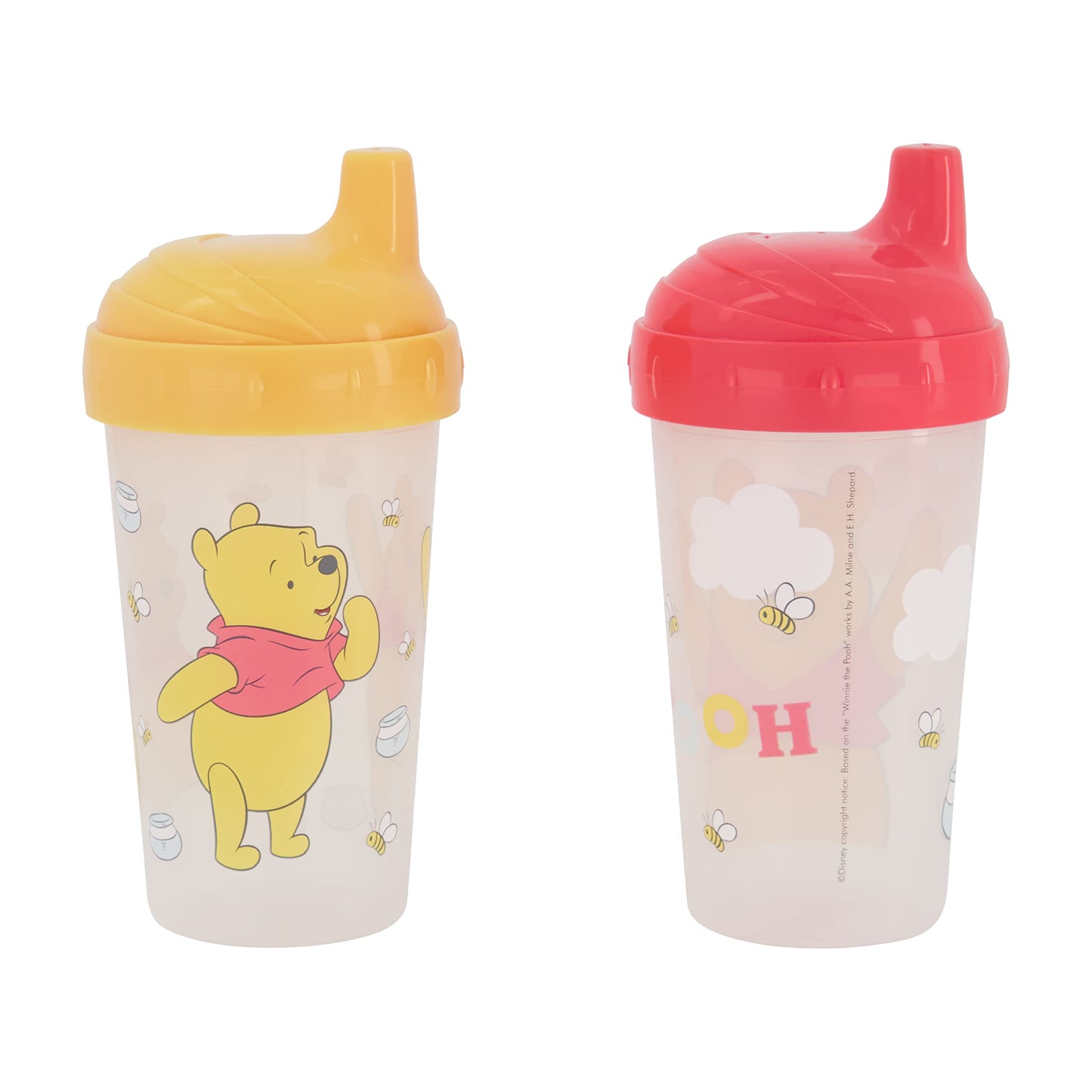 Vasos para beber para niñas/niños | 10 onzas Winnie The Pooh Sippy Cup Pack de dos con popote y tapa, botella de agua de viaje azul duradera a prueba de fugas para niños pequeños