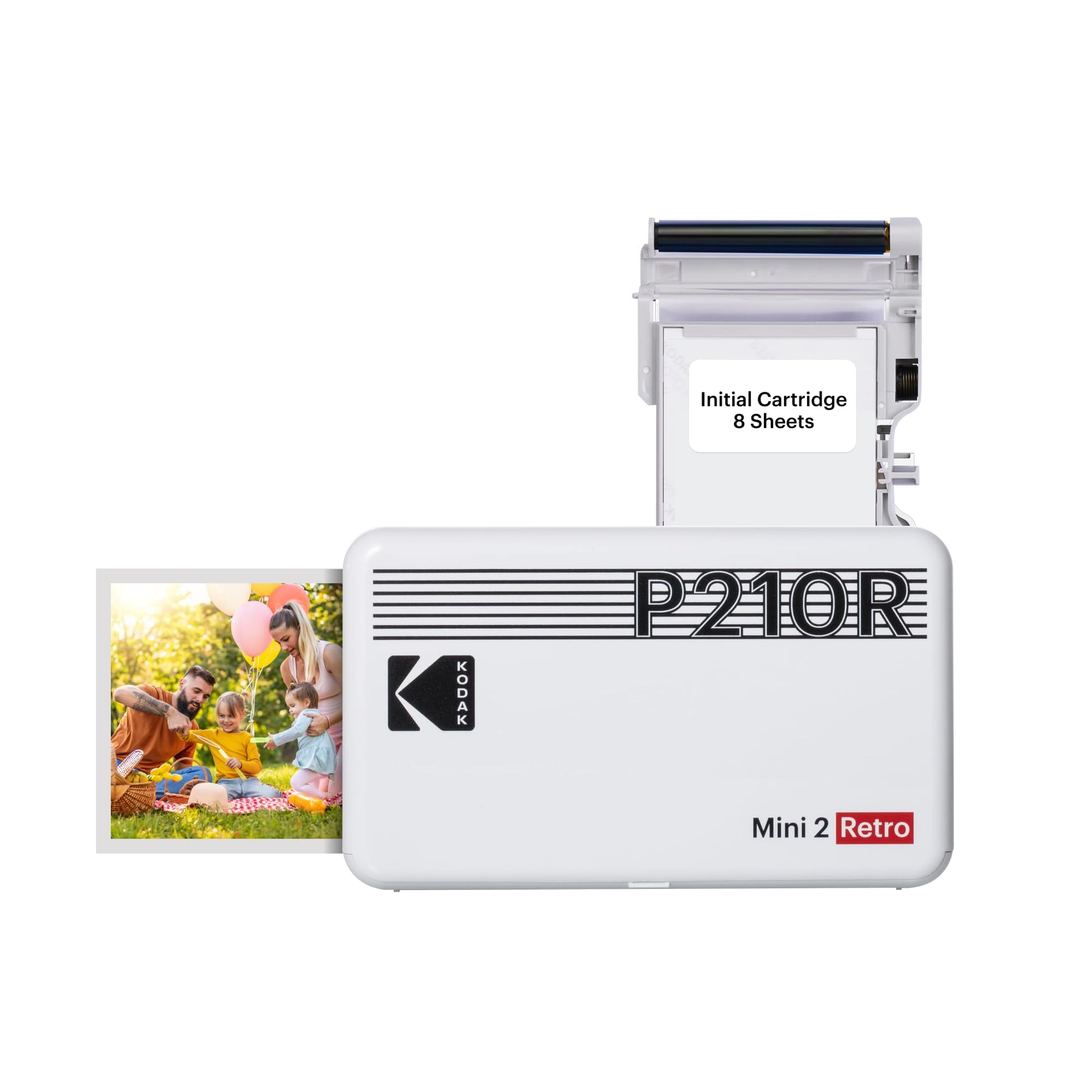 KODAK Mini 2 Retro 4PASS Impresora de Fotos Portátil (5,3x8,6cm) + 8 Hojas, Blanco