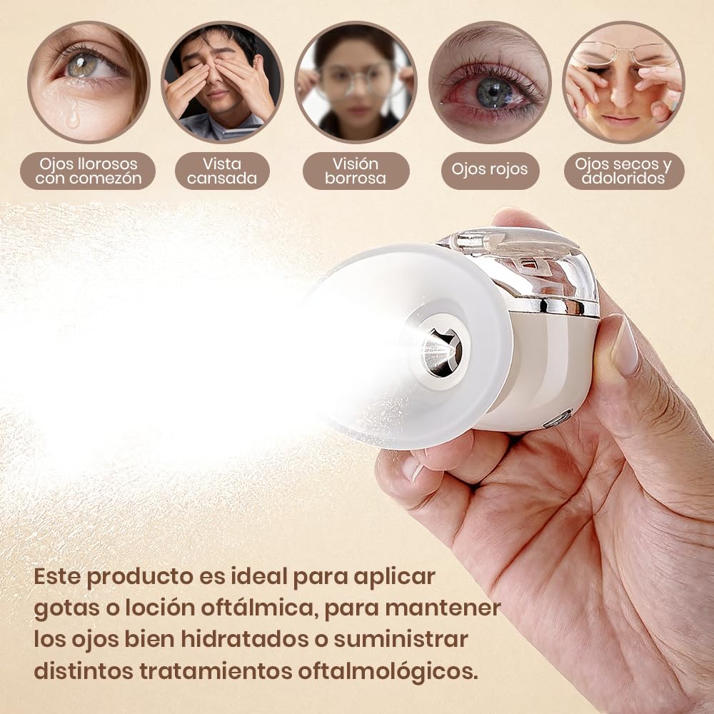 FANA Nebulizador para ojos, compresa tibia portátil, pulverizador para párpados, spa para la piel de los ojos, vaporizador para ojos, humectante para ojos con función de compresas frías y calientes