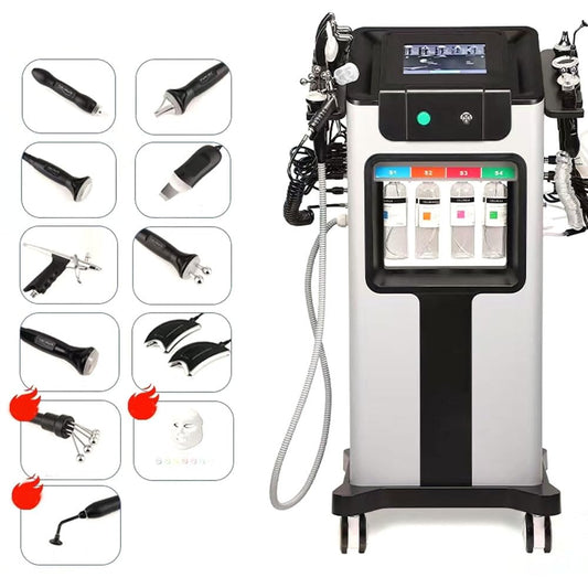 11 en 1 Máquina Facial de Oxígeno de Hidrógeno, Dispositivos de Belleza de Rociador de Pie con Rueda, Diamante Dermoabrasión, Máscara Facial LED,para Mejorar de los Dispositivos de Celulitis