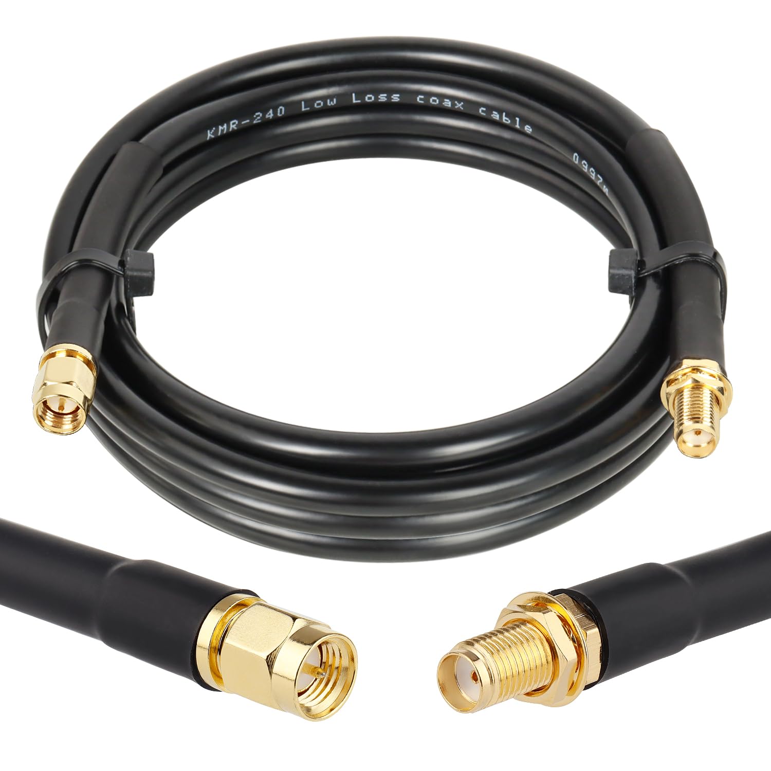 XRDS - Cable RF SMA de 5 pies, extensión SMA con conector hembra, cable coaxial KMR240 de 50 ohmios