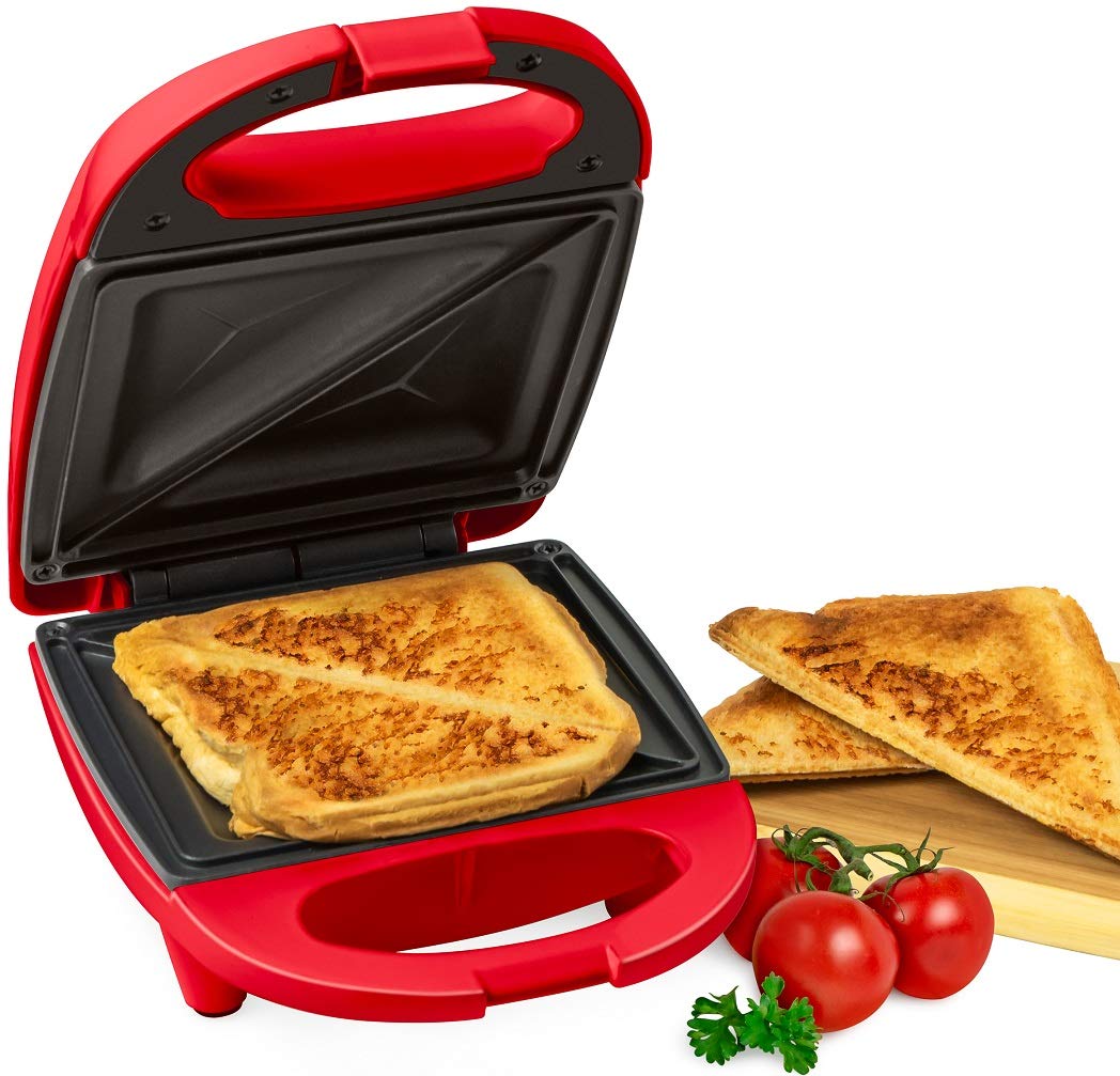 Sandwichera Compacta Nostalgia Roja con Control de Porciones