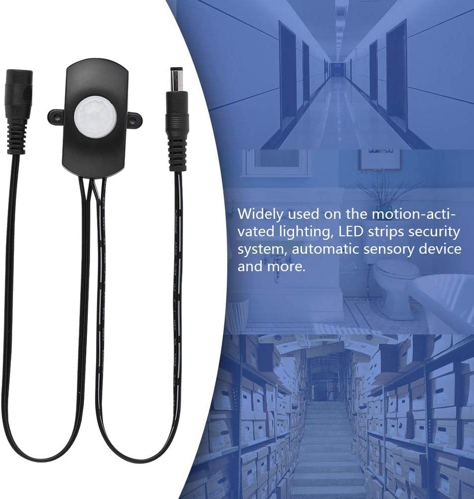 Sensor de Movimiento Mini PIR 5A DC 6-24V Negro con Interruptor Automático para Tira de LED