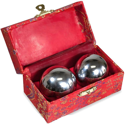 JapanBargain S-3297, bolas de Baoding para ejercicio de salud china, bolas de estrés, color cromado