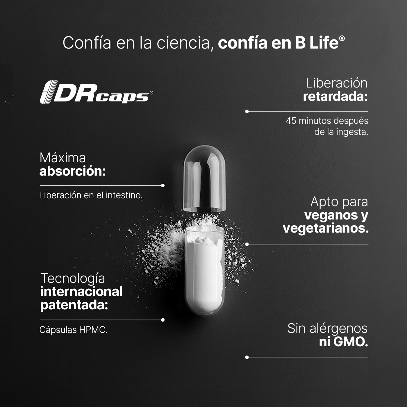 B Life Probióticos 60 Billones UFC | 60 Cápsulas | 3 Cepas De Probióticos | Liberación Retardada | Tecnología Patentada DRcaps | Adicionados Con Inulina De Agave | 60 Billion Probiotics.