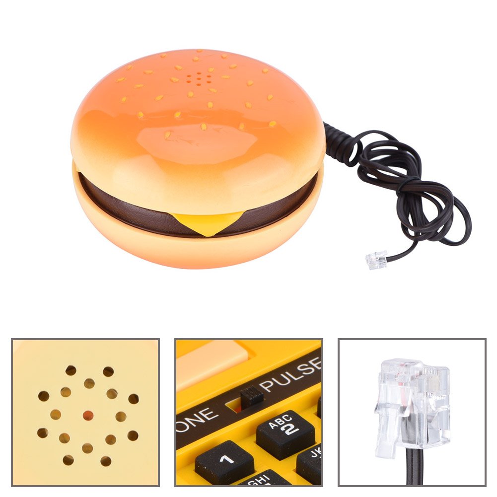 Pomya Teléfono con Cable, teléfono de Escritorio con Cable Teléfono Fijo Novedad Emulational Hamburguesa Teléfono Cable Teléfono Fijo para la decoración del Hotel en el hogar