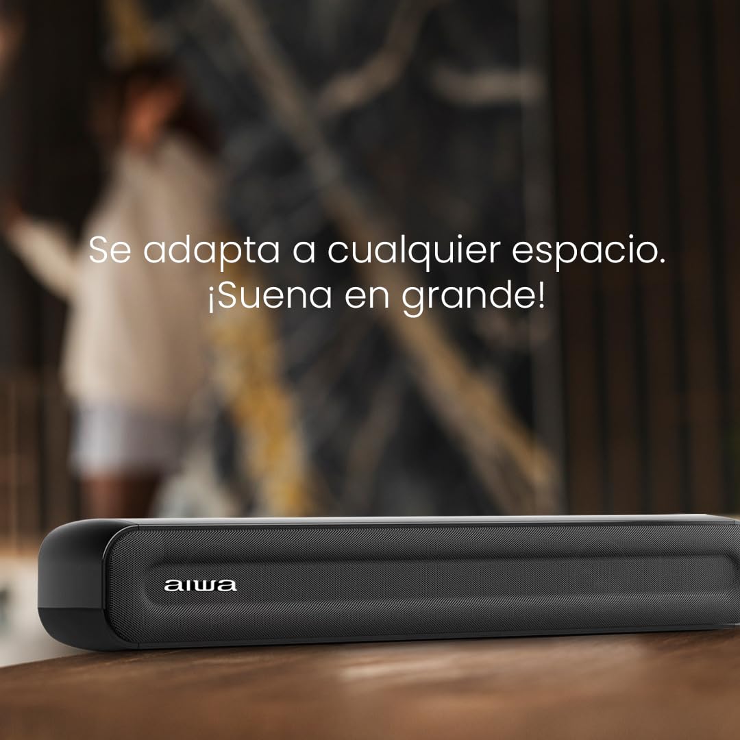 Barra de Sonido Aiwa AWSBH15 Negro 2.0Ch 300W con Bluetooth y Conectividad Versátil para TV