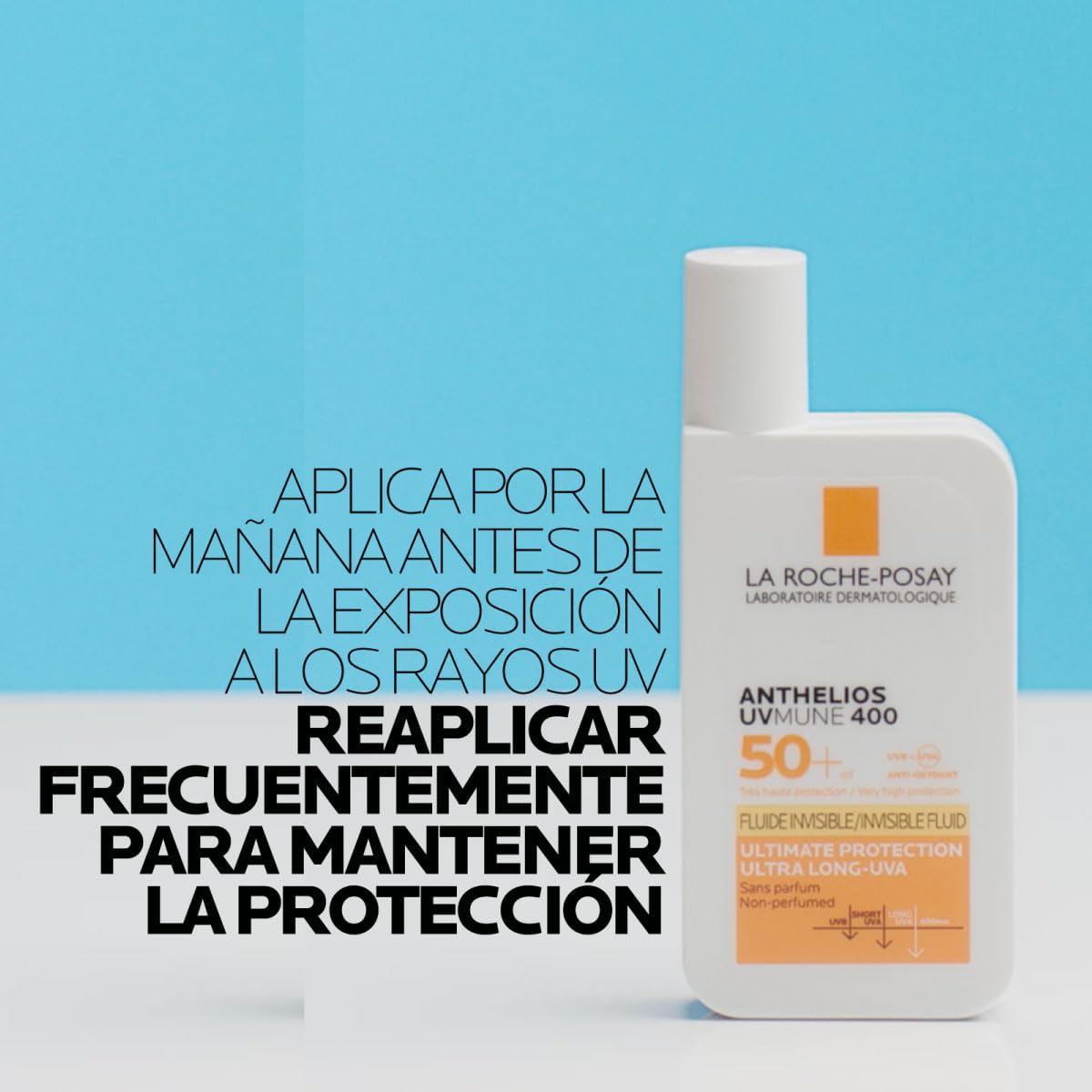 La Roche Posay Anthelios UVMUNE Fluido Invisible FPS 50+ Protector Solar Facial para Todo Tipo de Piel con Máxima Protección Solar UV 50ml