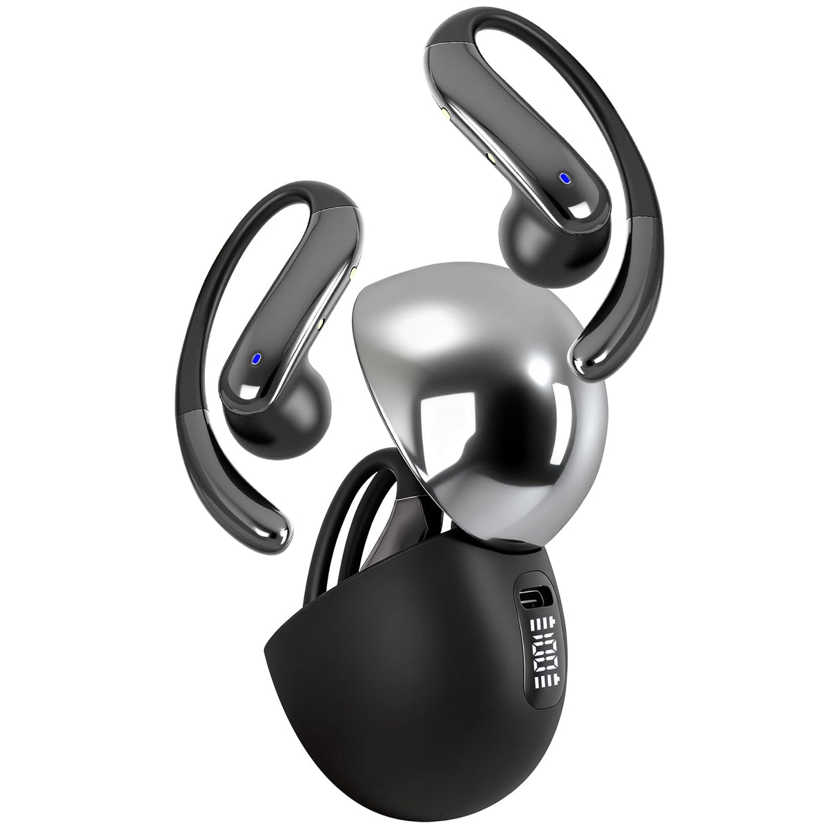 Auriculares Bluetooth MKKLTUOP Negro con Clip para Oídos y Diseño Abierto, IPX7 Impermeable
