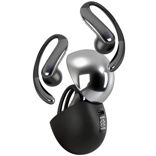 Auriculares Bluetooth MKKLTUOP Negro con Clip para Oídos y Diseño Abierto, IPX7 Impermeable