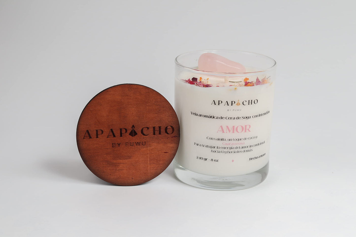 Fuwu, velas aromaticas relajantes de cera de soya con cuarzos naturales, velas decorativas hechas a mano con hierbas de olor, aromatizantes para hogar, velas aromaticas (Vainilla con coco)