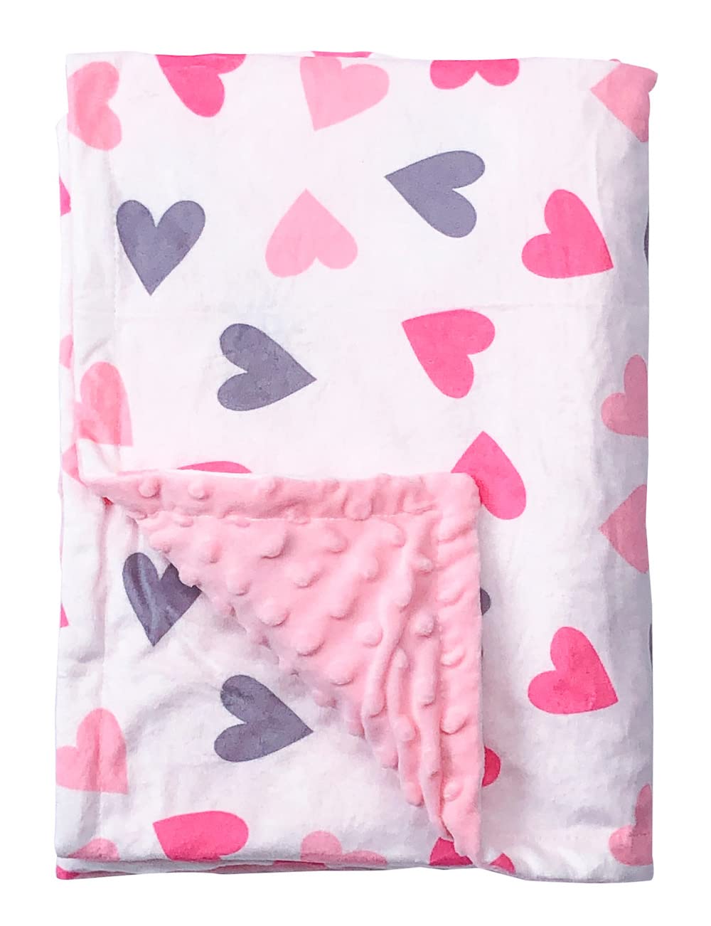 BUTTZO - Manta para bebés y niñas, manta de doble capa de felpa suave con respaldo punteado, manta para bebés y recién nacidos, regalos de ducha (corazones de melocotón, 76.2 x 1.0m)