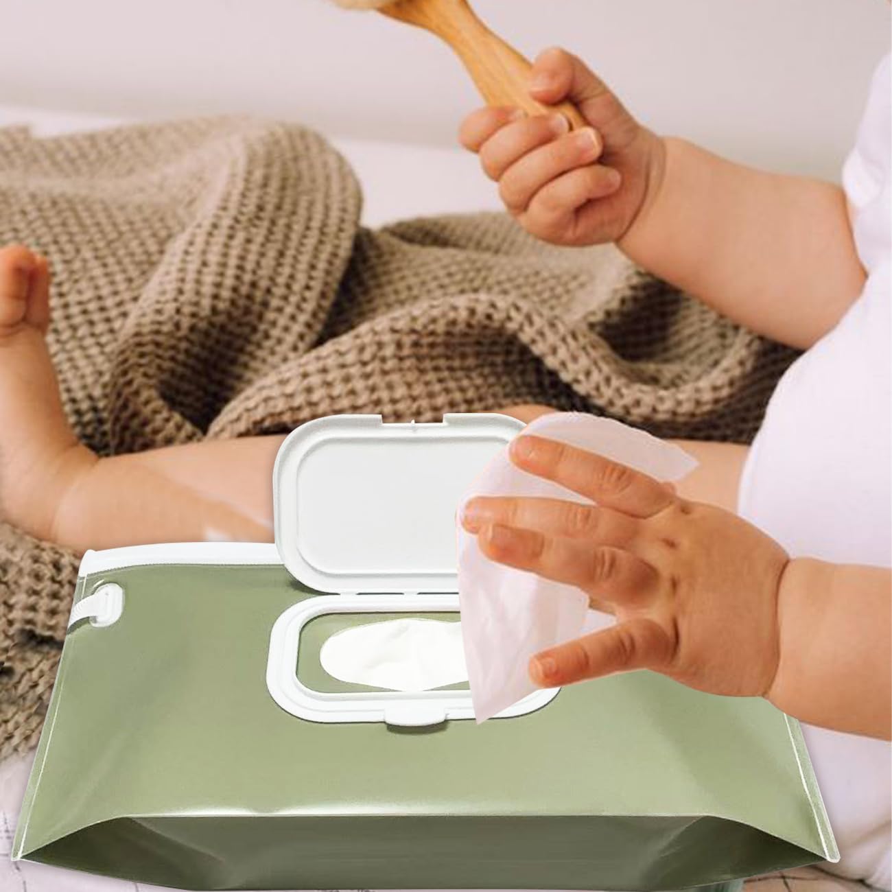 Soporte para toallitas para bebé, dispensador de toallas, paquete de 3 recipientes recargables portátiles, funda reutilizable para toallitas de viaje, impermeable y a prueba de polvo, soporte para