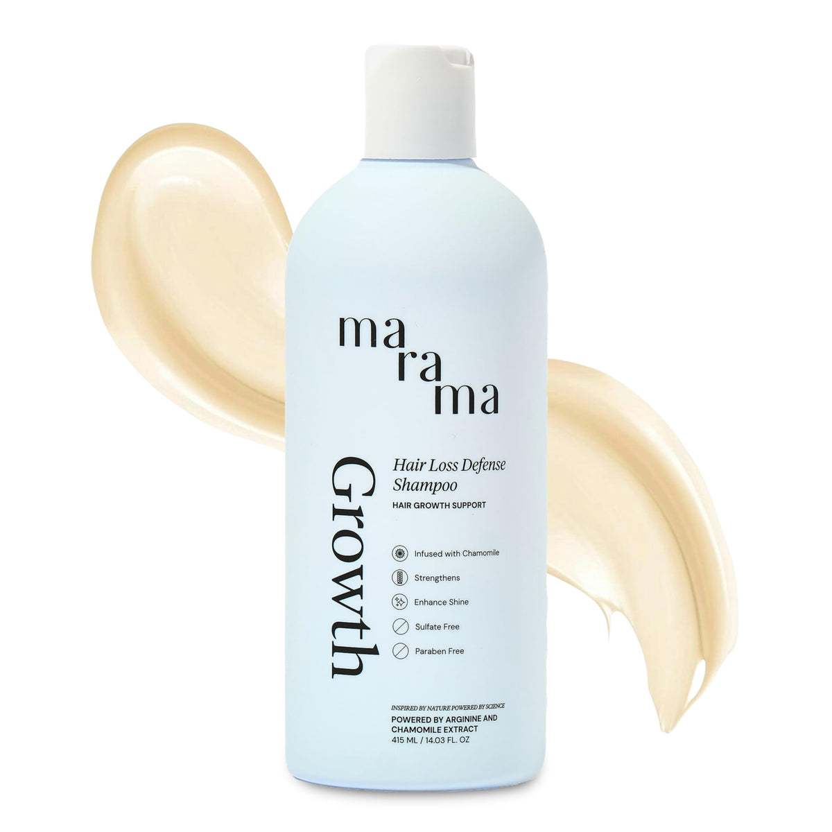 MARAMA | Growth Shampoo Manzanilla 500 ml - Para Todo Tipo de Cabello | Sin Sulfatos y Parabenos | Shampoo Anticaída que Nutre el Cuero Cabelludo | Fortalece e Hidrata