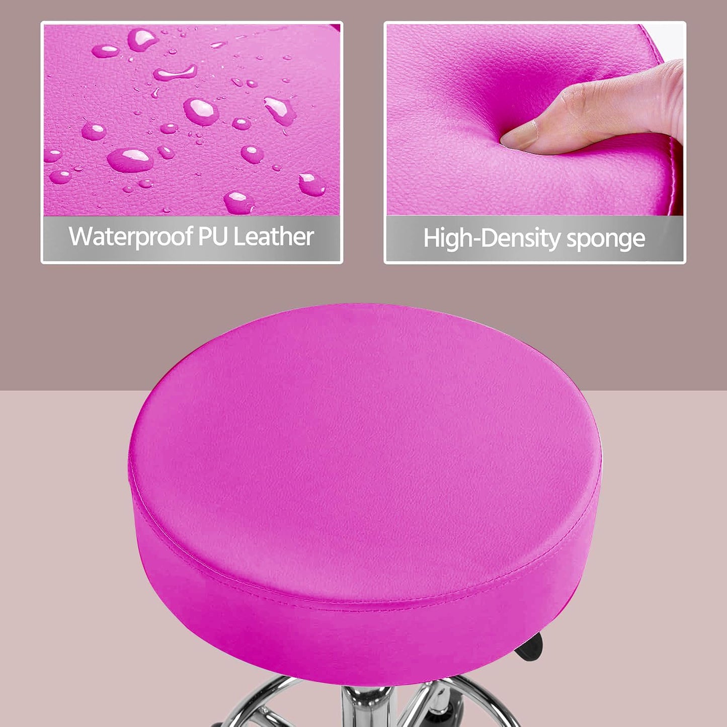 Silla Taburete VANLIG Rosa Altura Ajustable y Asiento Rotativo 360°