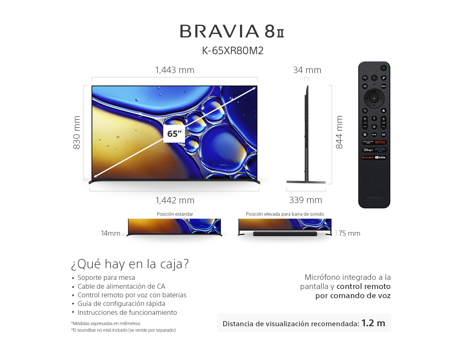 Sony BRAVIA 8 II Pantalla 65” QD-OLED con Procesador XR 4K Ultra HD Google TV (HDR) 2025