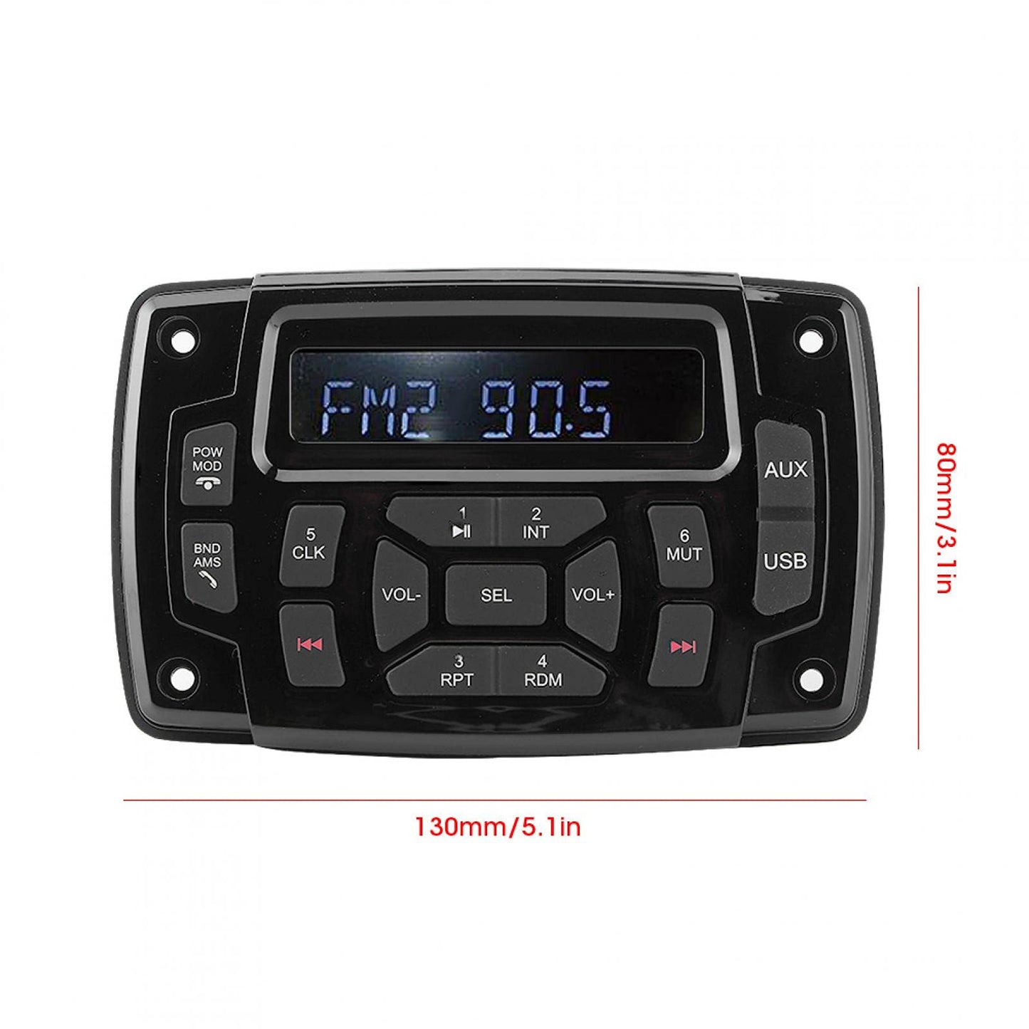 Radio Estéreo Marina, Bluetooth FM AM Receptor Estéreo Marino Reproductor de MP3, IP66 Receptor de Barco de 12v Impermeable/Resistente a la Intemperie con LCD Digital, Receptor Centro Multimedia