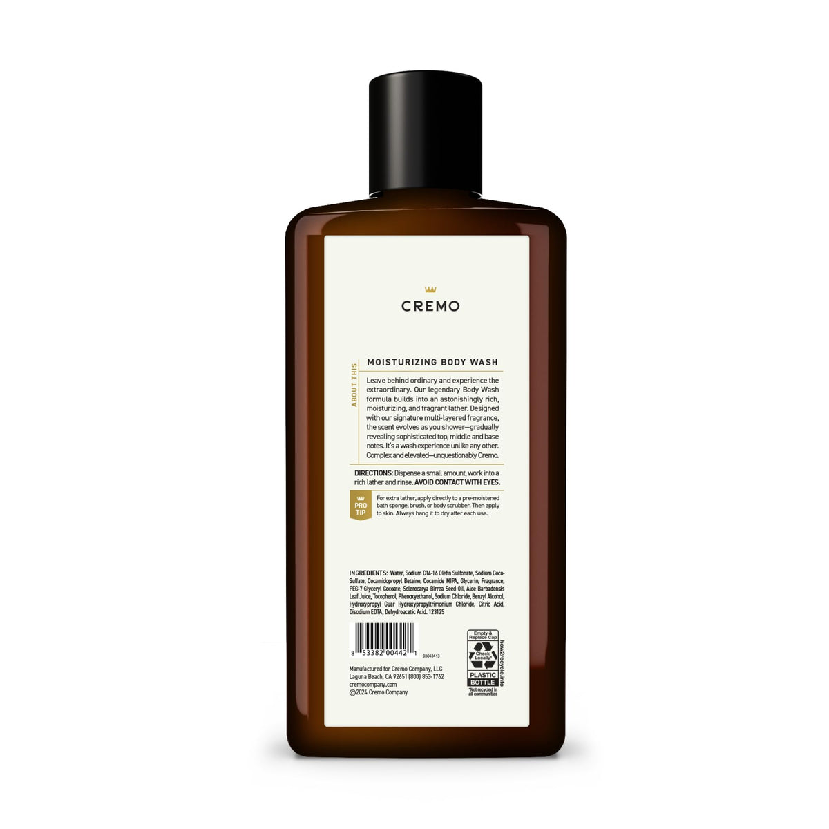 Cremo All Season Body Wash, Bourbon & Oak, 16 oz. 2-pack