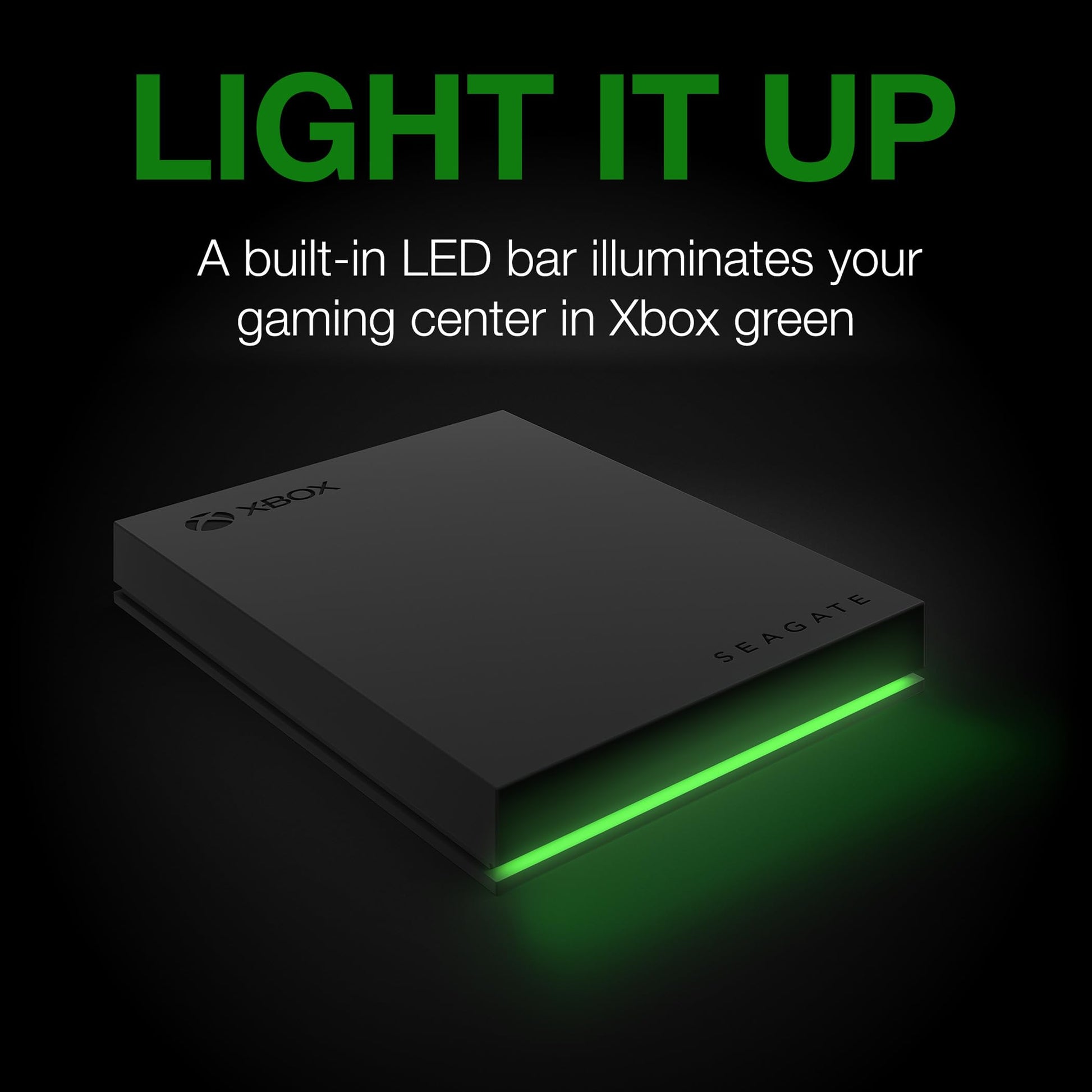 Disco Duro Externo Seagate Negro Barra LED Verde 4 TB para Xbox
