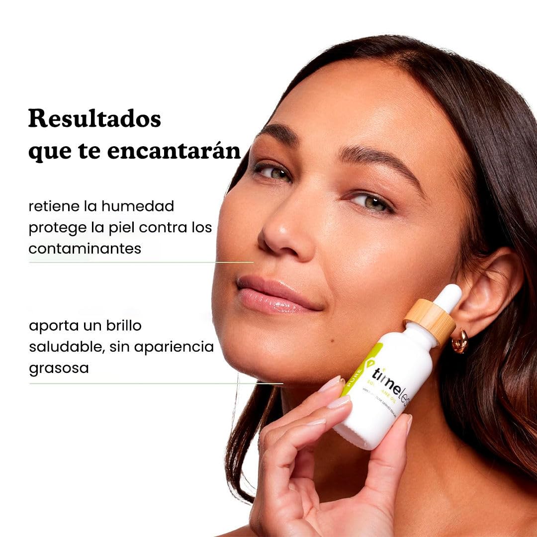 TIMELESS Aceite de Escualano 100% Puro 240 ml - aceite facial y corporal hidratante ligero derivado del aceite de oliva - skincare body oil para rostro, cuerpo y cabello