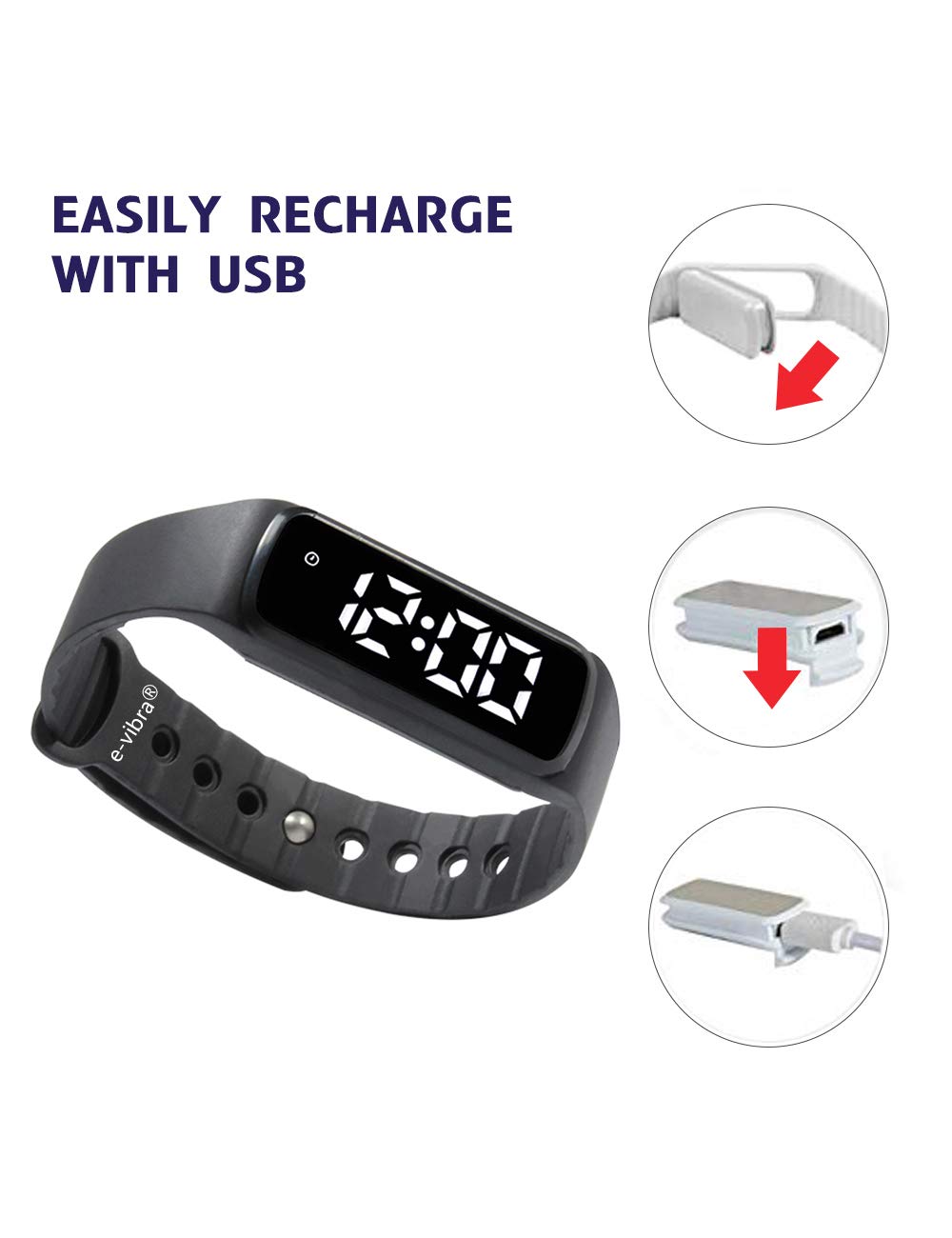 e-vibra - Reloj de entrenamiento para orinal - Reloj despertador vibratorio silencioso con temporizador de cuenta regresiva, Azul real, Set de 3 piezas, Moderno