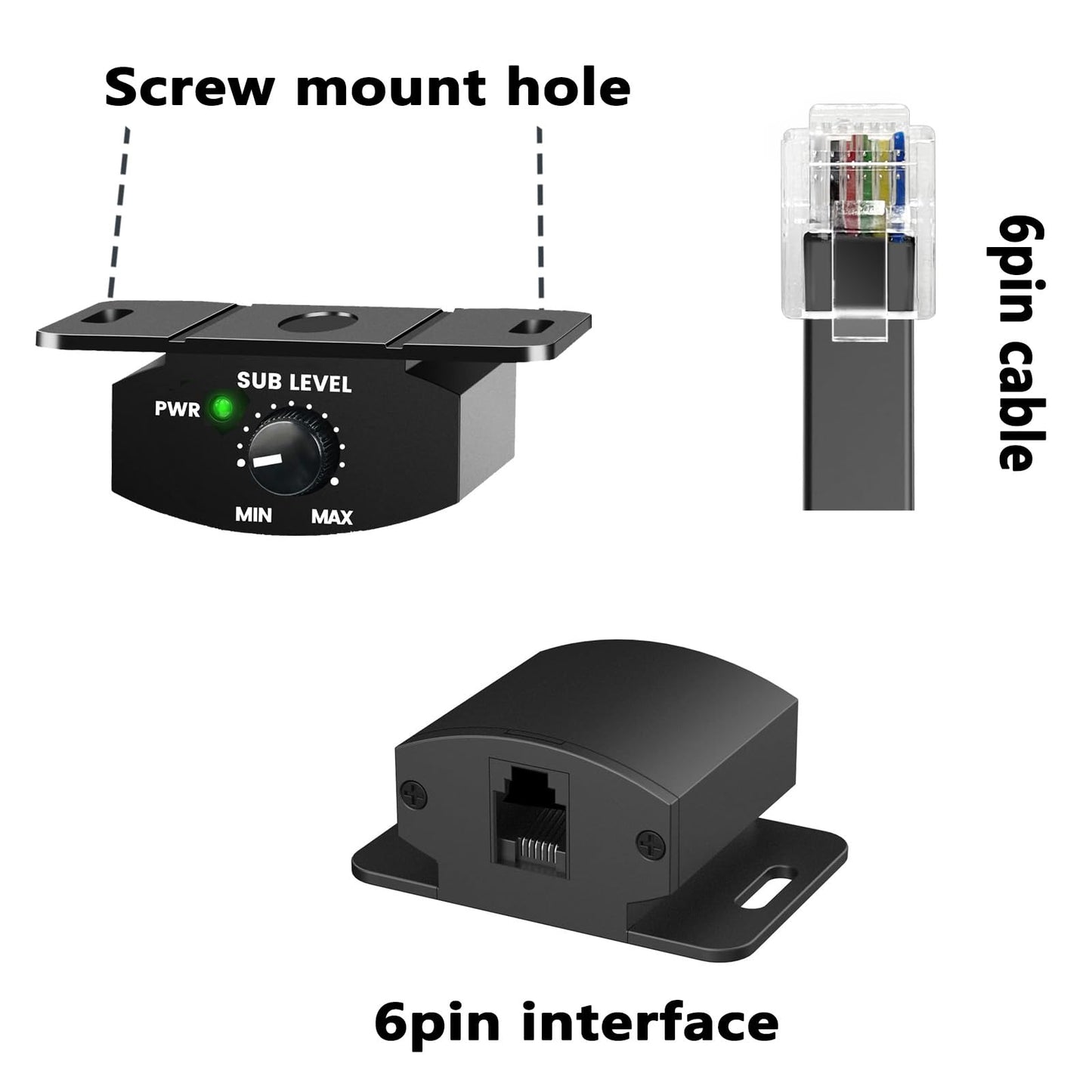 perilla de control de graves, amplificador remoto de repuesto, driver de graves, audio ajustable con cable de extensión de 6 pines para subwoofer, cable de 4 m