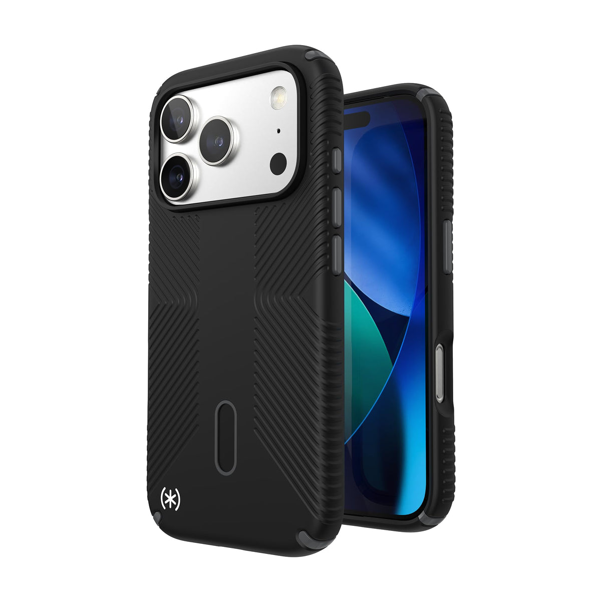 Funda para iPhone 17 Pro Speck negra y gris pizarrón protectora delgada