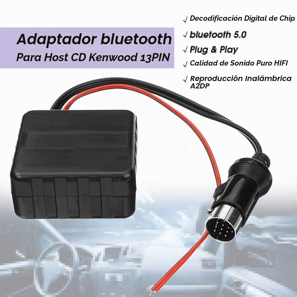 Adaptador Bluetooth AUX Kenwood HiFi Estéreo 13 Pines para Coche