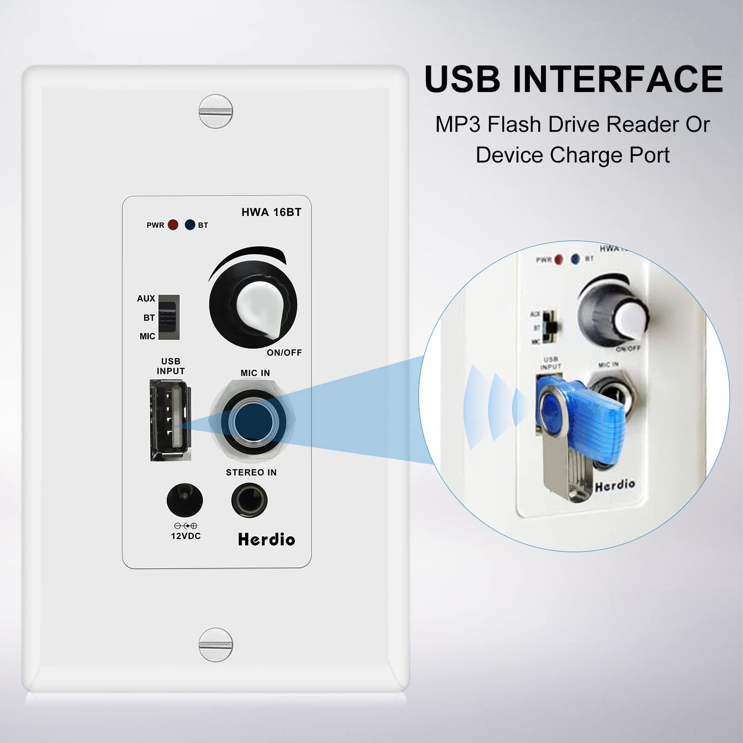 Herdio Altavoces de Techo y Pared Bluetooth HCS-418 de 4 Pulgadas de 160 W, Empotrable en Pared, Receptor Amplificador, Adecuado para Interior y Porche Cubierto, Blanco