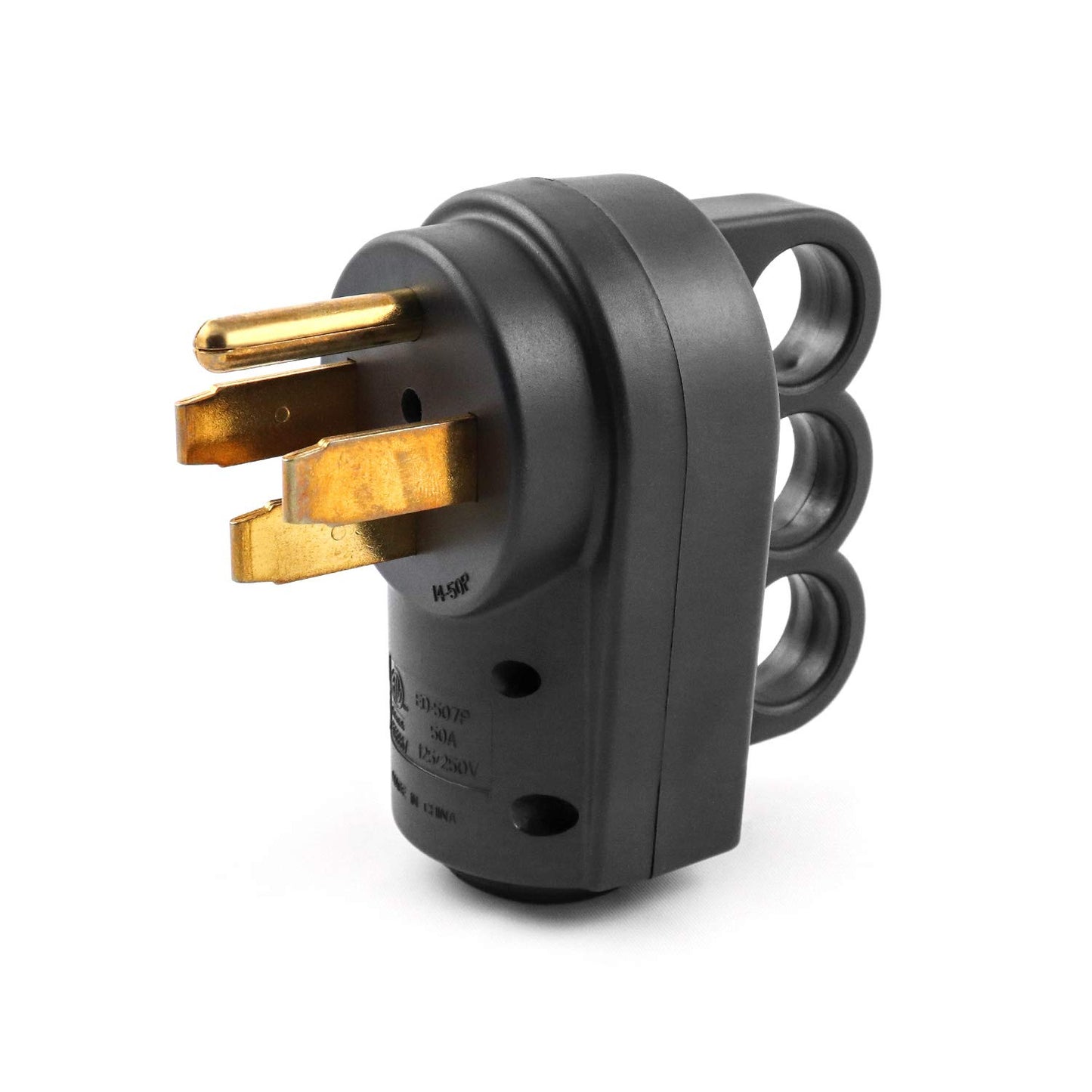 QWORK Nema 14-50P - Enchufe de repuesto para caravana macho de 50 amperios, 125/250 V con mango para remolque de caravana