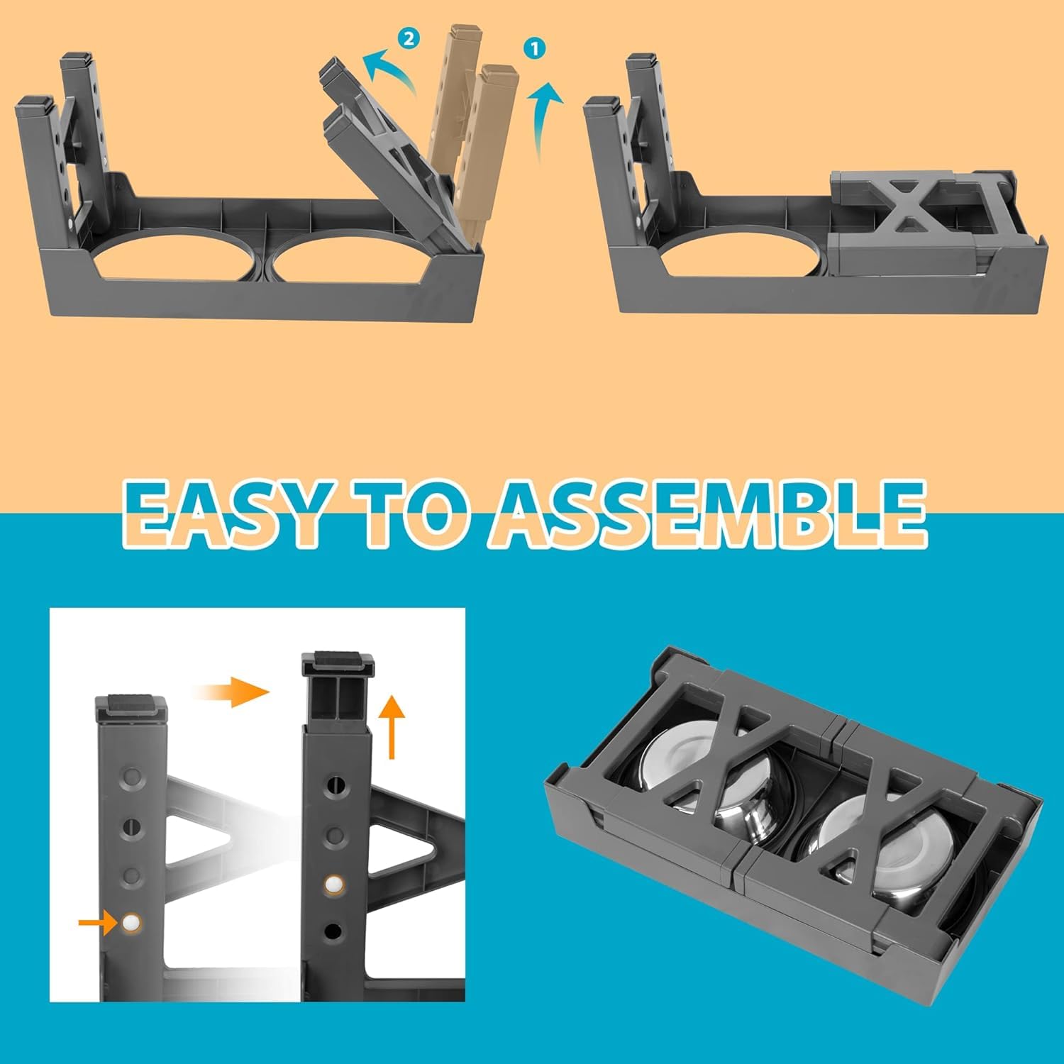 Niubya - Cuencos elevados para Perros con 2 Cuencos de Acero Inoxidable, tazón Elevado para Perros Que se Ajusta a 5 Alturas (3.1 Pulgadas, 8.6 Pulgadas, 9.7 Pulgadas, 11.0 Pulgadas, 12.2 Pulgadas)