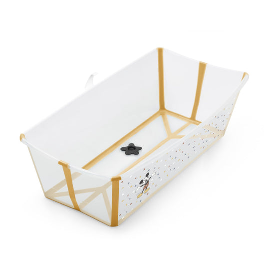 Bañera Stokke Flexi Bath XL, Mickey Celebration - Bañera plegable para bebé - Ligera, duradera y fácil de guardar - Práctica para usar en casa o de viaje - De o a 6 años